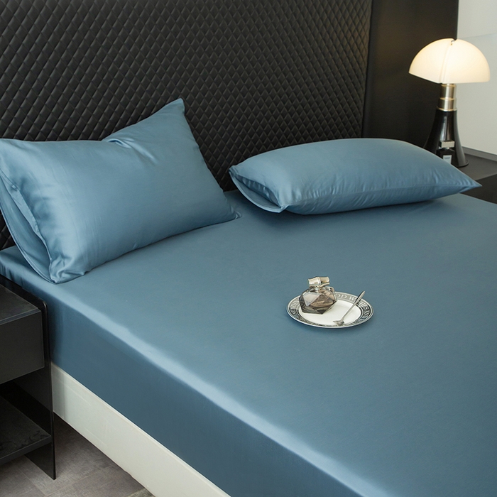 91家纺网 家纺一手货源 找家纺 简宜家居（朝初家纺） 2025新款兰精天丝单床笠 柔肌-宾利蓝