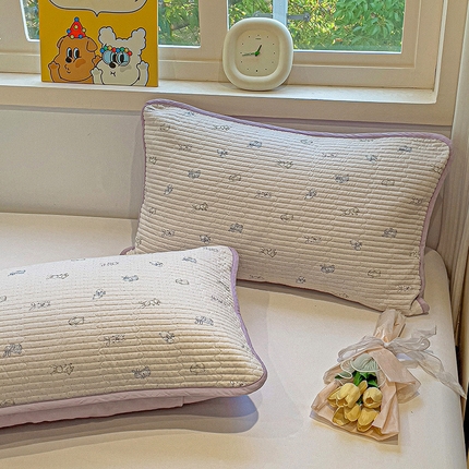 91家纺网 家纺一手货源 找家纺 漫时光 2025新款全棉纯棉新疆棉花夹层单枕套 芭比兔