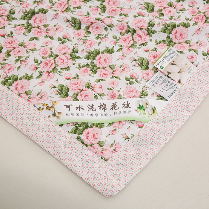 91家纺网 家纺一手货源 找家纺 锦鹭被业 2025新款A类里外全棉印花夏被 萱花粉