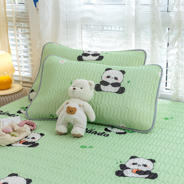 91家纺网 家纺一手货源 找家纺 默忆 2025新款凉感丝印花乳胶凉席 开心熊猫