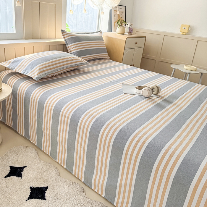 91家纺网 家纺一手货源 找家纺 2025新款全棉色织老粗布单床单 迟暮