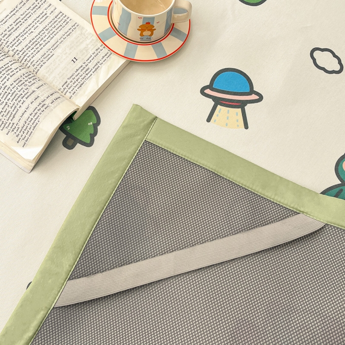 91家纺网 家纺一手货源 找家纺 绒艺席业 2025新款600D冰丝印花数码印花冰藤席卡通小清新系列 恐龙乐园