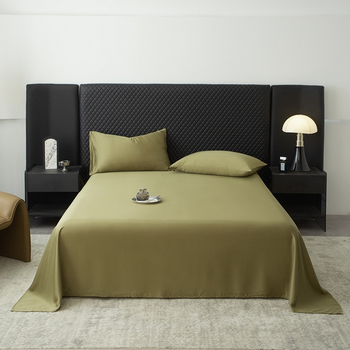 91家纺网 家纺一手货源 找家纺 简宜家居（朝初家纺） 2025新款A棉兰精天丝单床单 柔肌-松绿