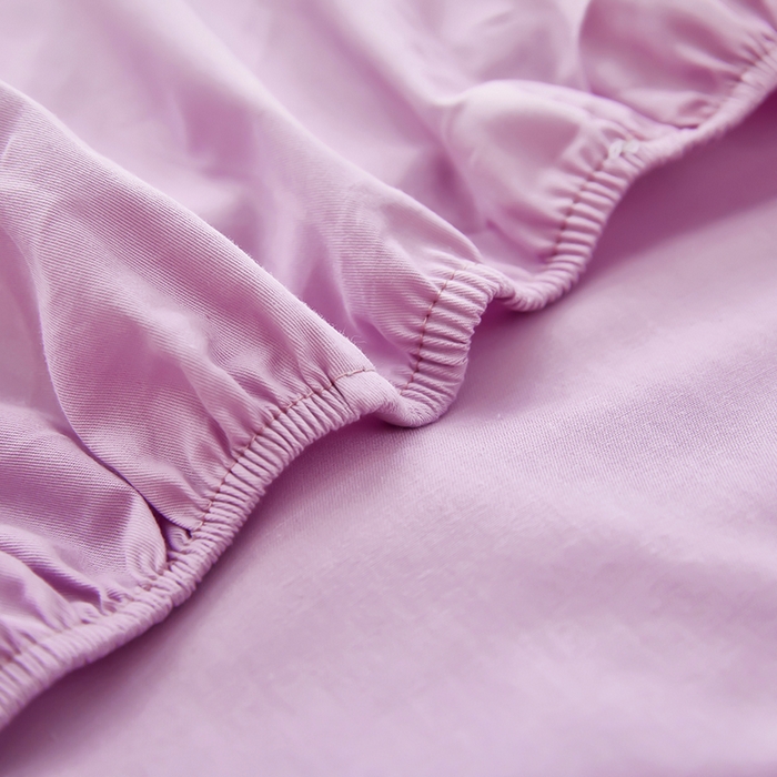 91家纺网 家纺一手货源 找家纺 艾橙家纺 2025新款正宗133x72喷气织造全棉纯棉纯色床笠三件套 丁香紫