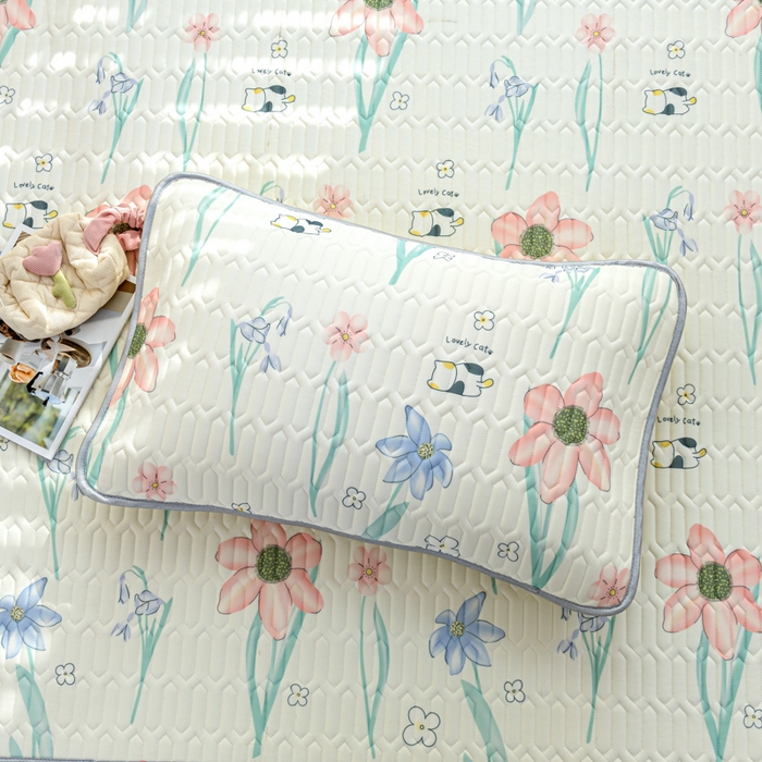 91家纺网 家纺一手货源 找家纺 默忆 2025新款凉感丝印花乳胶凉席 花开曼舞