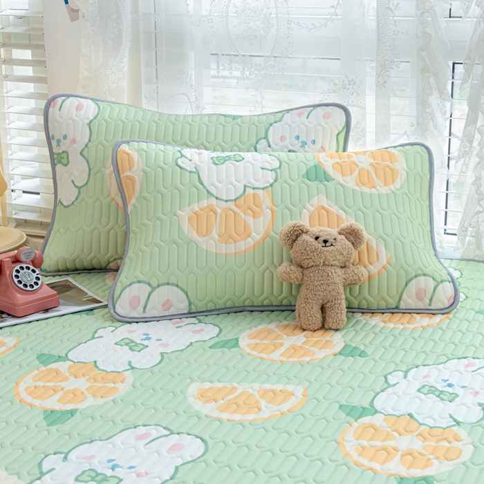 91家纺网 家纺一手货源 找家纺 默忆 2025新款凉感丝印花乳胶凉席 清凉夏日