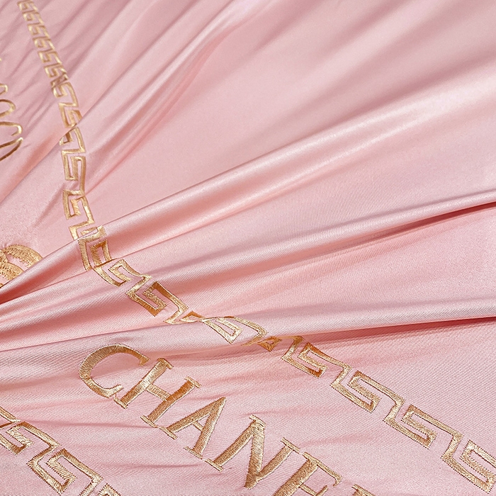 91家纺网 家纺一手货源 找家纺 富宁2025新款浮雕金丝提花刺绣四件套-恋花 气质粉