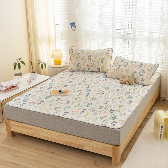 91家纺网 家纺一手货源 找家纺 默忆 2025新款凉感丝印花乳胶凉席 鸟语花香