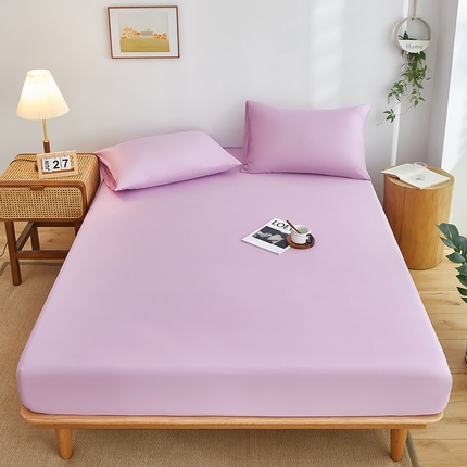 91家纺网 家纺一手货源 找家纺 艾橙家纺 2025新款正宗133x72喷气织造全棉纯棉纯色床笠三件套 丁香紫