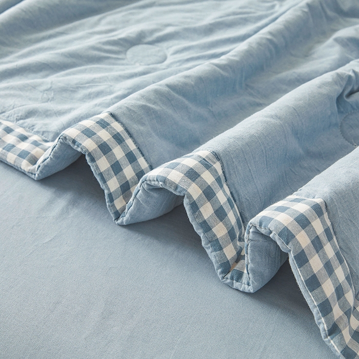91家纺网 家纺一手货源 找家纺 2025新款无印风纯色100%新疆棉夏被夏凉被空调被棉花夏被棉花被子被芯爆款可机洗（包检测） 新疆棉-蓝色
