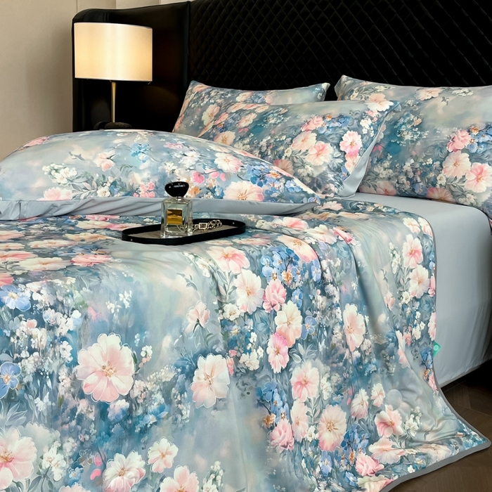 91家纺网 家纺一手货源 找家纺 花满路 2025新款成人夏被 清韵