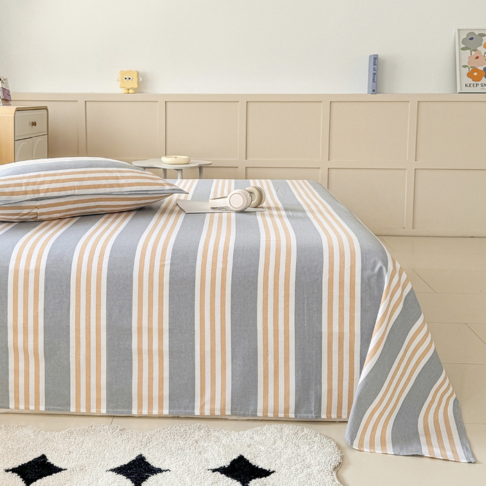 91家纺网 家纺一手货源 找家纺 2025新款全棉色织老粗布单床单 迟暮