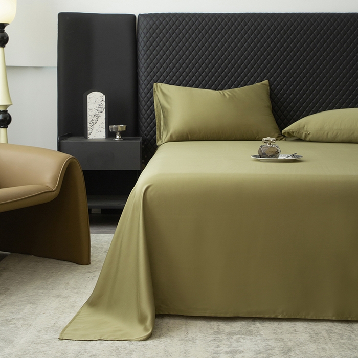 91家纺网 家纺一手货源 找家纺 简宜家居（朝初家纺） 2025新款A棉兰精天丝单床单 柔肌-松绿