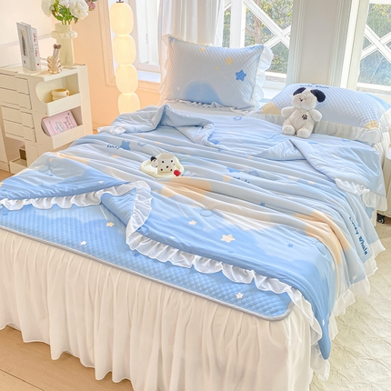 91家纺网 家纺一手货源 找家纺 （总）康纳利2025新款A类冰豆豆床裙款凉席夏被四件套凉感丝空调被送买家秀