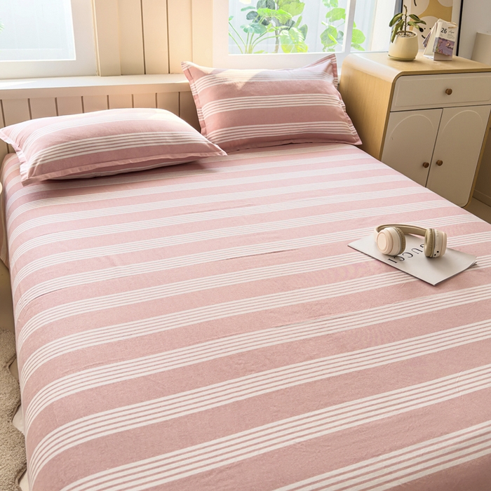 91家纺网 家纺一手货源 找家纺 2025新款全棉色织老粗布四件套 错落