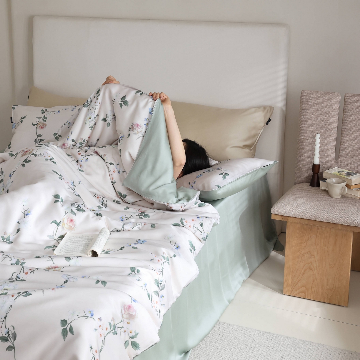 91家纺网 家纺一手货源 找家纺 玉宇阁 2025新款60S兰精天丝印花四件套 春棠