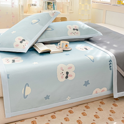 91家纺网 家纺一手货源 找家纺 （总）绒艺席业 2025新款600D冰丝印花数码印花冰藤席卡通小清新系列