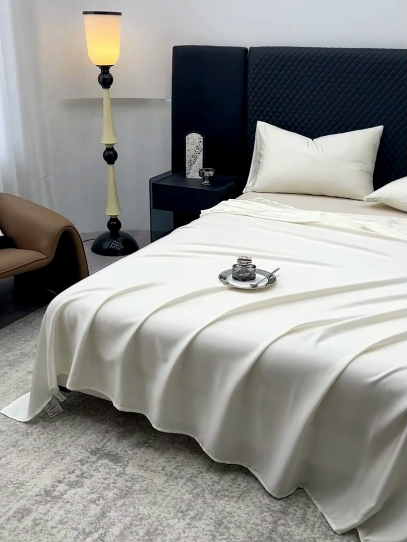 91家纺网 家纺一手货源 找家纺 简宜家居（朝初家纺） 2025新款A棉兰精天丝单床单 柔肌-绵白