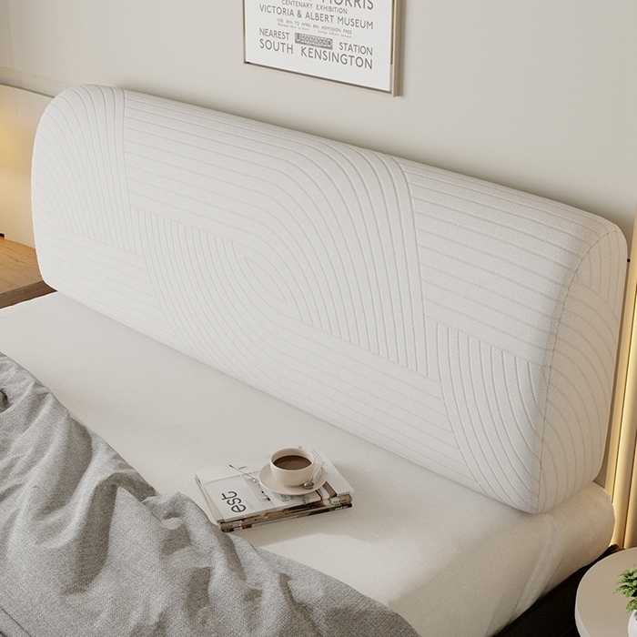 91家纺网 家纺一手货源 找家纺 沐沐2026新款流茵床头罩 亚麻白