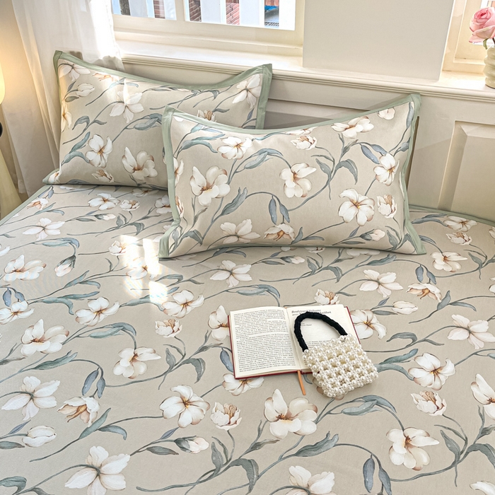 91家纺网 家纺一手货源 找家纺 绒艺席业 2025新款600D冰丝印花数码印花冰藤席赫本风系列 后花园