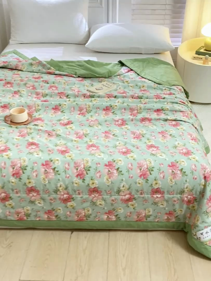 91家纺网 家纺一手货源 找家纺 锦鹭被业 2025新款A类里外全棉印花夏被 芳华