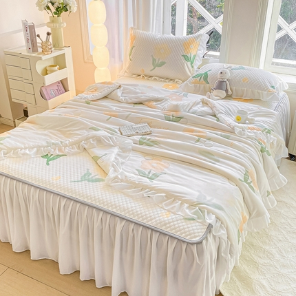 91家纺网 家纺一手货源 找家纺 （总）康纳利2025新款A类冰豆豆床裙款凉席夏被四件套凉感丝空调被送买家秀