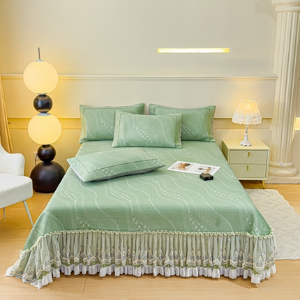 91家纺网 家纺一手货源 找家纺 （总）2025新款A类3d凉感冰豆豆床裙款凉席