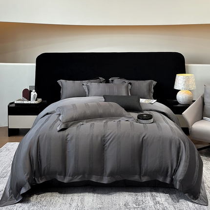 若未家居 LOVEWE HOUSE 2025新款50S兰精天丝轻奢基底提花带银丝套件- 亦梵 亦梵-黑色