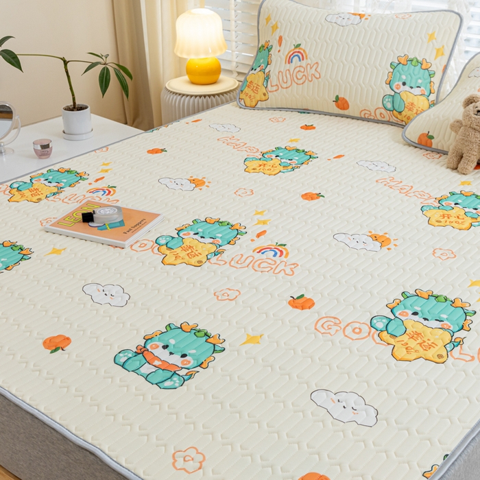 91家纺网 家纺一手货源 找家纺 默忆 2025新款凉感丝印花乳胶凉席 恐龙派对