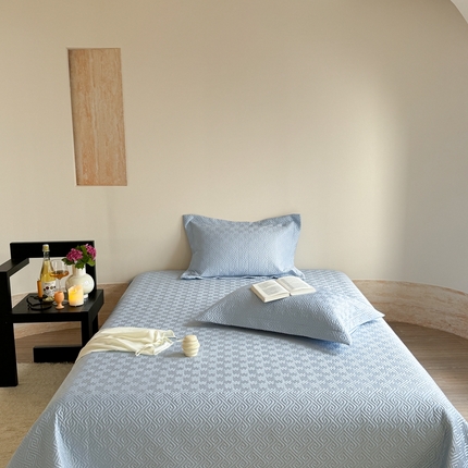 诗黛尔2025新款60S床盖三件套-夏被 溯回-清新蓝