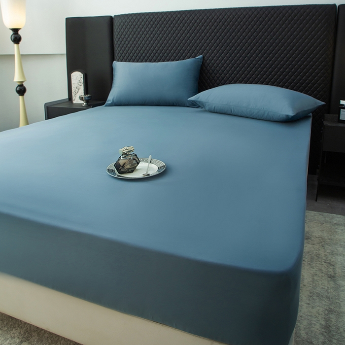 91家纺网 家纺一手货源 找家纺 简宜家居（朝初家纺） 2025新款兰精天丝单床笠 柔肌-宾利蓝