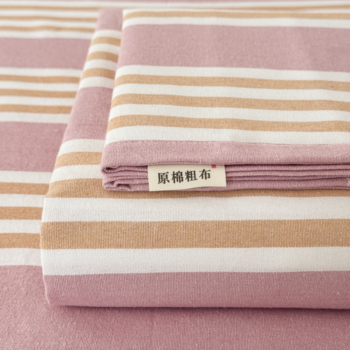 91家纺网 家纺一手货源 找家纺 2025新款全棉色织老粗布单床单 粉恋