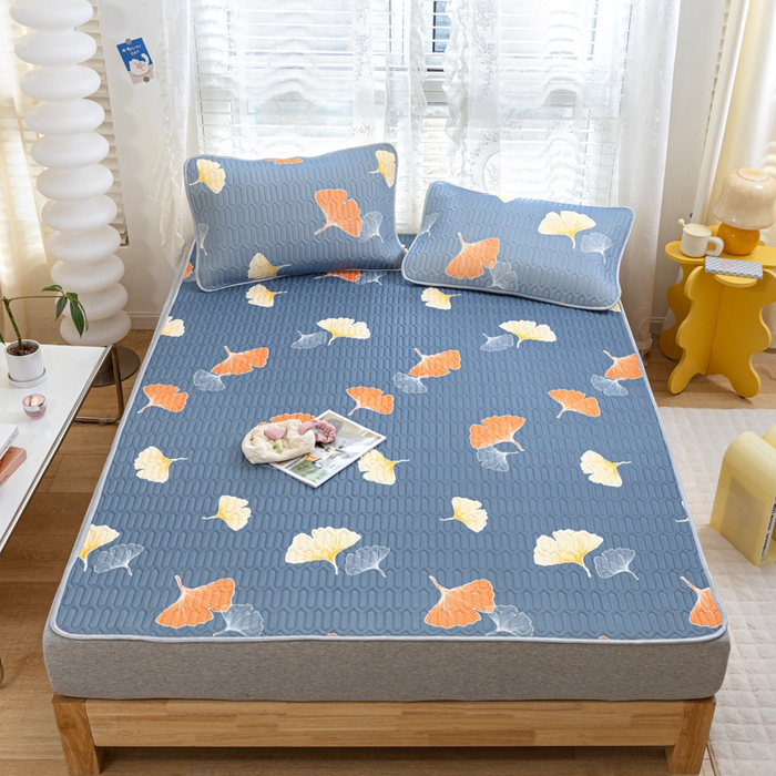 91家纺网 家纺一手货源 找家纺 默忆 2025新款凉感丝印花乳胶凉席 秋风落叶