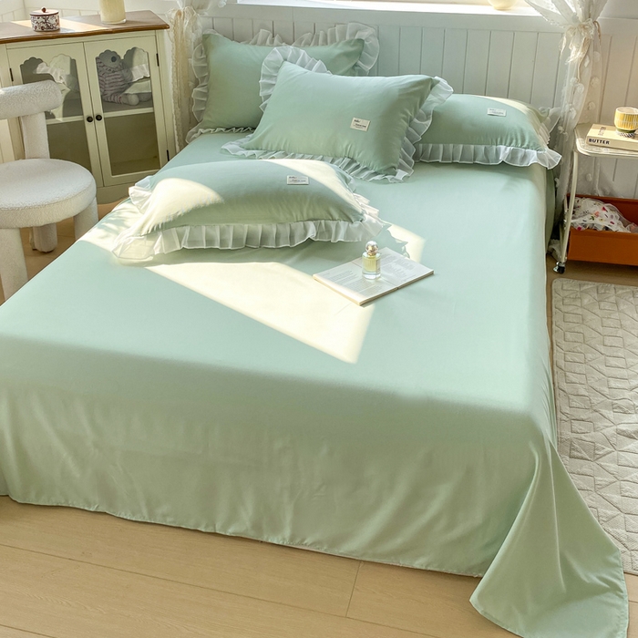 91家纺网 家纺一手货源 找家纺 红日子纺织品 2025新款韩版华夫格水洗棉四件套 亚麻绿