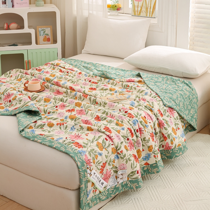 91家纺网 家纺一手货源 找家纺 锦鹭被业 2025新款A类里外全棉印花夏被 芳华