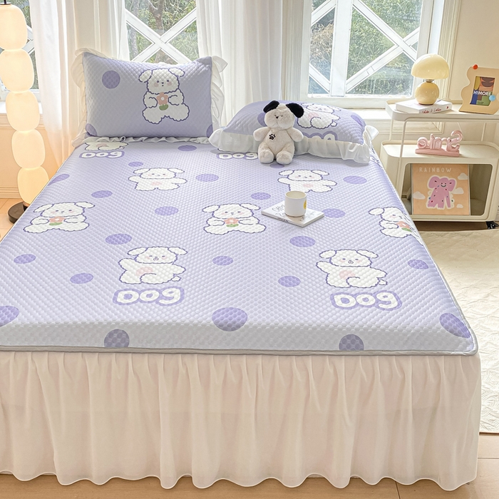 91家纺网 家纺一手货源 找家纺 康纳利2025新款A类冰豆豆床裙款凉席夏被四件套凉感丝空调被送买家秀 波点狗