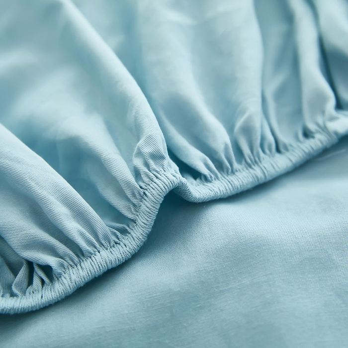 91家纺网 家纺一手货源 找家纺 艾橙家纺 2025新款正宗133x72喷气织造全棉纯棉纯色床笠三件套 梵星蓝