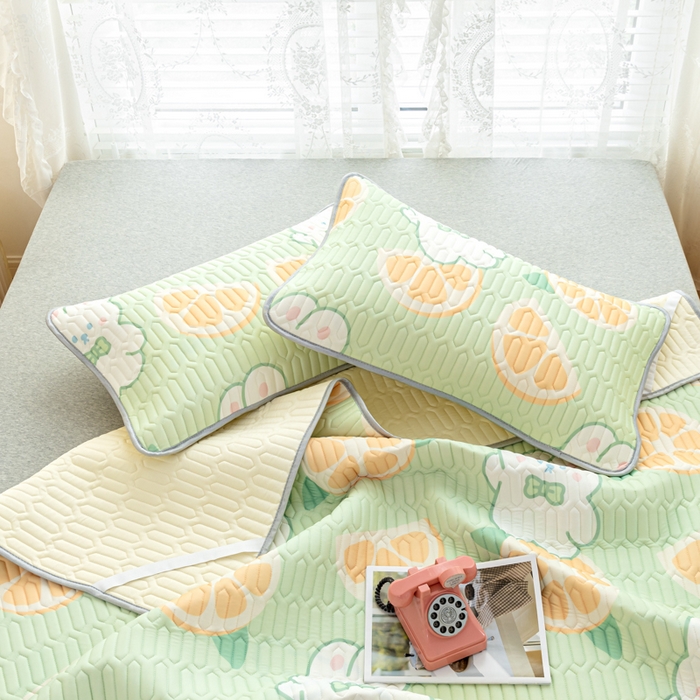 91家纺网 家纺一手货源 找家纺 默忆 2025新款凉感丝印花乳胶凉席 清凉夏日