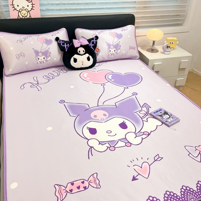 91家纺网 家纺一手货源 找家纺 暮思家居 2025新款正版授权A类大版数码印花三丽鸥可机洗1200D冰丝凉席可组合针织棉夏被四件套床笠款 床笠款-梦想库洛米