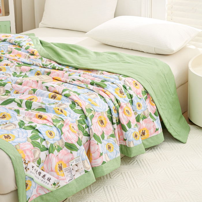 91家纺网 家纺一手货源 找家纺 锦鹭被业 2025新款A类里外全棉印花夏被 雨后彩虹