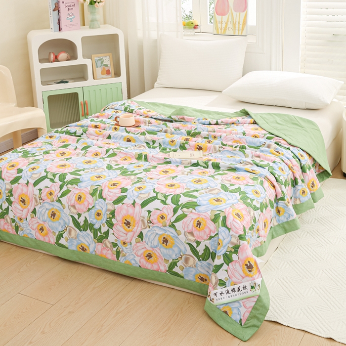 91家纺网 家纺一手货源 找家纺 锦鹭被业 2025新款A类里外全棉印花夏被 雨后彩虹