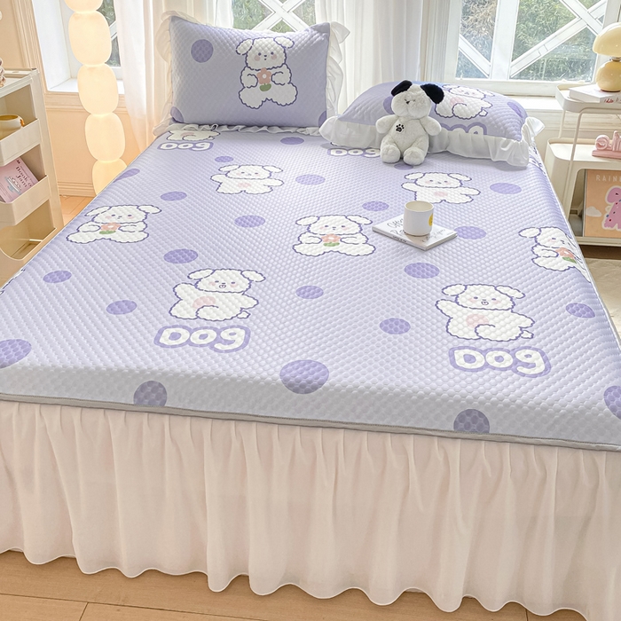 91家纺网 家纺一手货源 找家纺 康纳利2025新款A类冰豆豆床裙款凉席夏被四件套凉感丝空调被送买家秀 波点狗