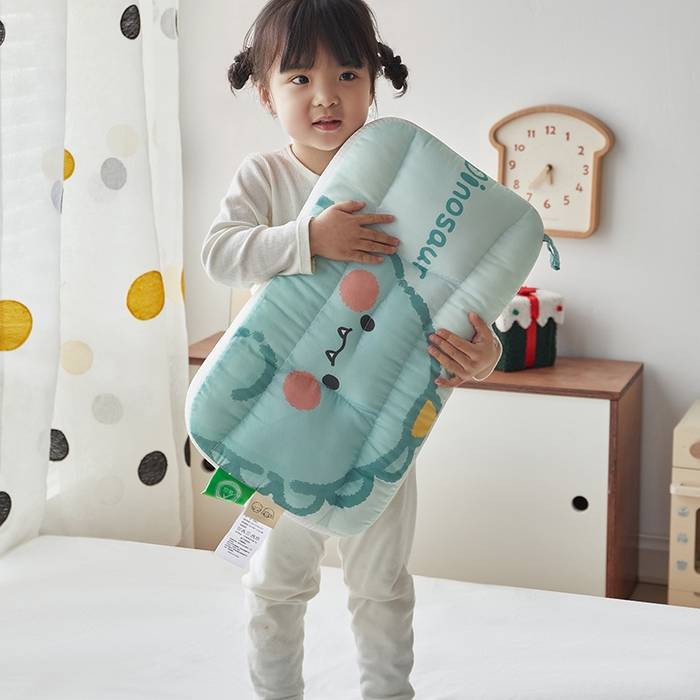 91家纺网 家纺一手货源 找家纺 2025新款A类大版卡通手绘AB版儿童豆豆枕枕芯系列 呆呆龙40*60cm/只