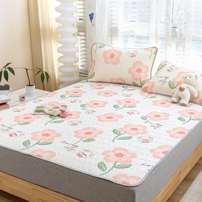 91家纺网 家纺一手货源 找家纺 默忆 2025新款凉感丝印花乳胶凉席 花田雨梦