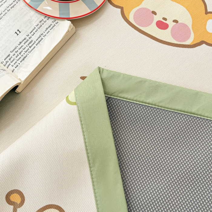 91家纺网 家纺一手货源 找家纺 绒艺席业 2025新款600D冰丝印花数码印花冰藤席卡通小清新系列 动物派对