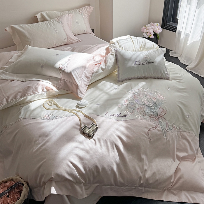 91家纺网 家纺一手货源 找家纺 优悦生活馆 2025新款全棉新疆长绒棉四件套-鸢尾花畔 控价 鸢尾花畔-露娜粉