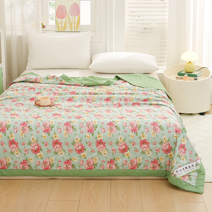 91家纺网 家纺一手货源 找家纺 锦鹭被业 2025新款A类里外全棉印花夏被 花团锦簇