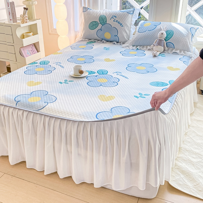 91家纺网 家纺一手货源 找家纺 康纳利2025新款A类冰豆豆床裙款凉席夏被四件套凉感丝空调被送买家秀 花语