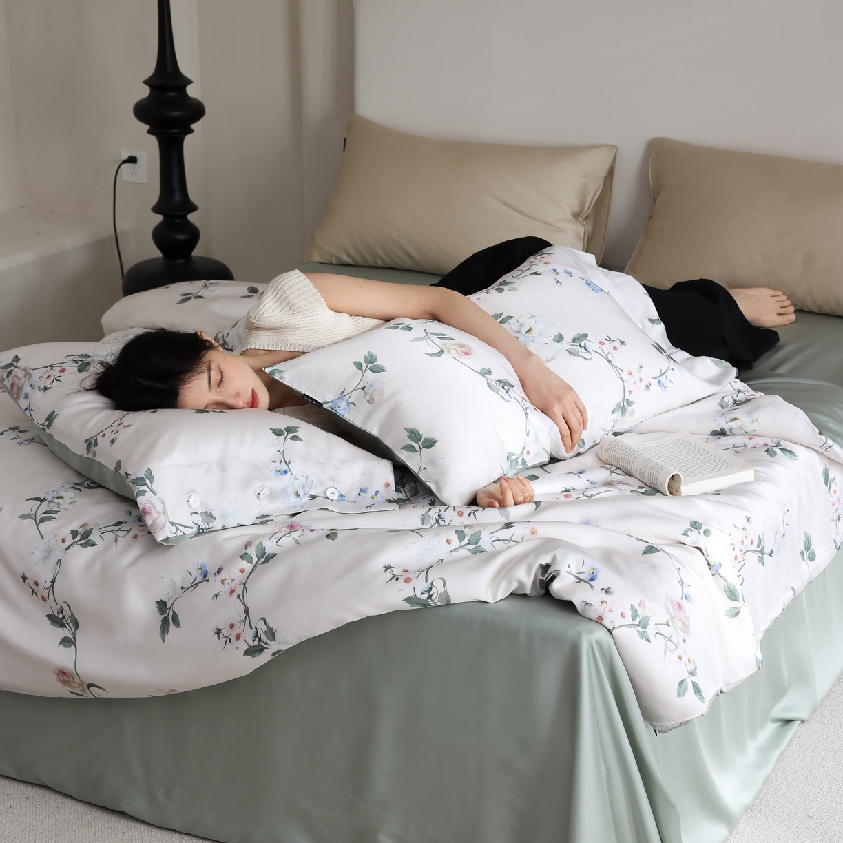 91家纺网 家纺一手货源 找家纺 玉宇阁 2025新款60S兰精天丝印花四件套 春棠