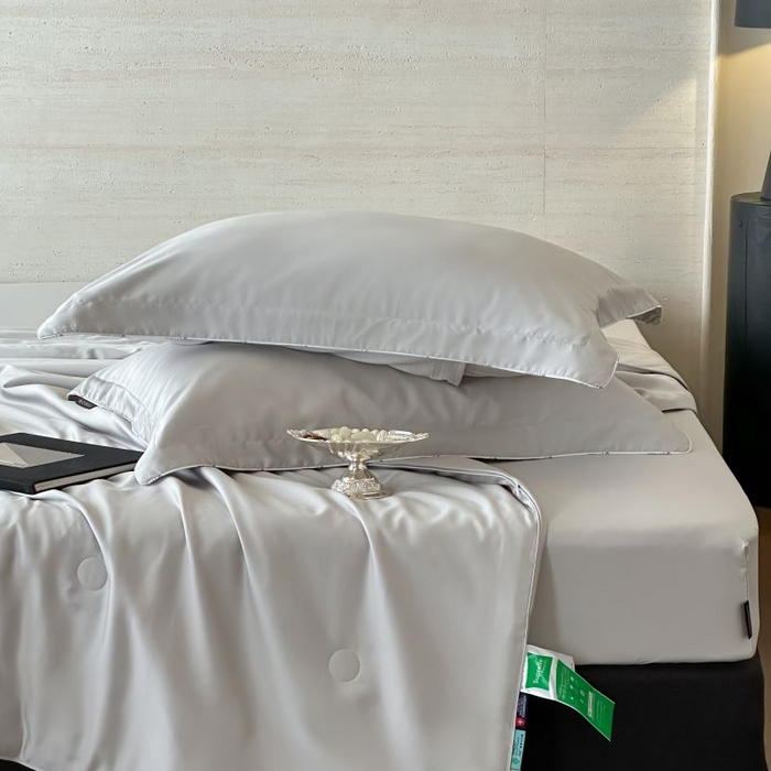 91家纺网 家纺一手货源 找家纺 茧羽世家 2025天丝纯色床笠夏被被子如丝系列 如丝 蜜桃灰